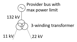 Line diagram with 3-winded transformer