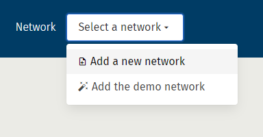 Screenshot of the PGO web app network selection