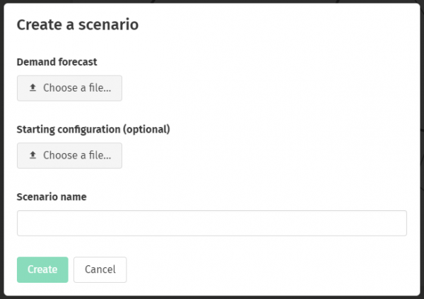 Screenshot of the PGO web app scenario creation